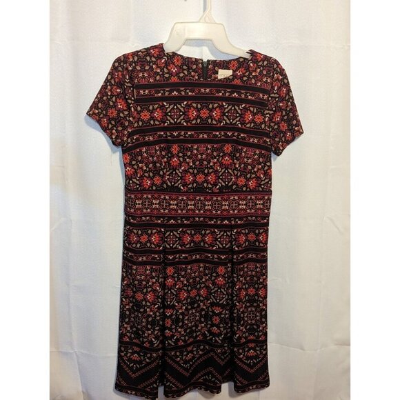 Chico's Floral Striped Print Short Sleeve Dress Knee Length Size 0 (4-6) - Picture 1 of 12